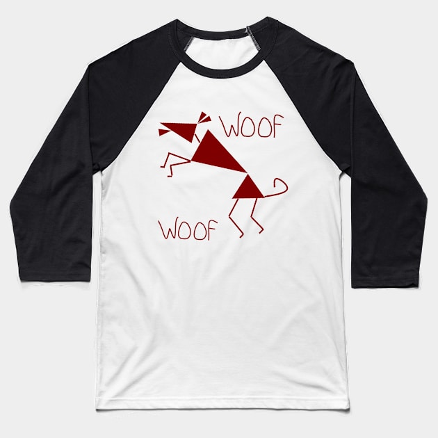 Happy Warli Dog Baseball T-Shirt by AmitDesignsTees